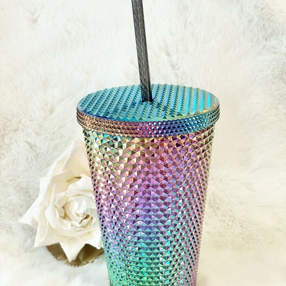 New with tags STARBUCKS IRIDESCENT, TEXTURED 16oz CUP with matching Straw #gift - Picture 3 of 6